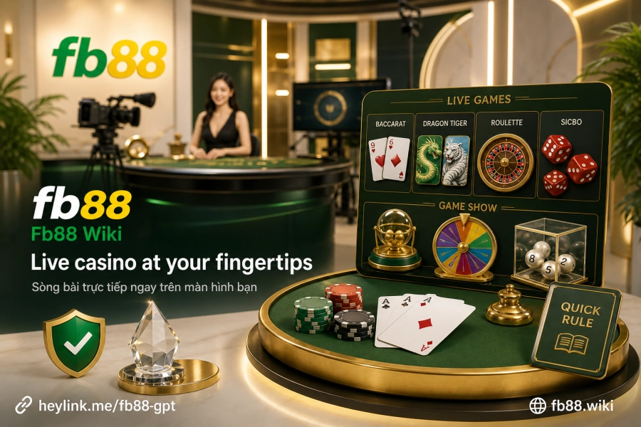 Casino trực tuyến Fb88 live dealer phát sóng 24/7 Baccarat Blackjack Roulette