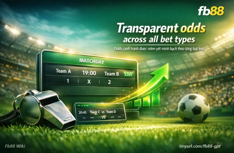 mức odds kèo châu Á châu Âu tài xỉu tỷ số Fb88 cá cược thể thao