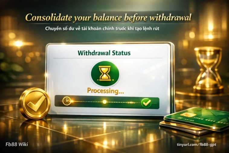 chuyển tiền tài khoản phụ về tài khoản chính Fb88 trước khi rút